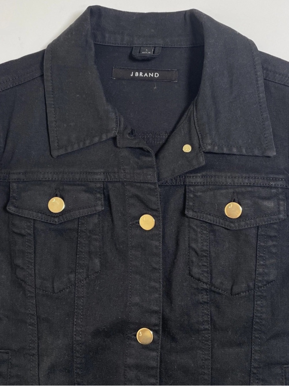 J Brand “Harlow” Dark Gothic Black Denim Jacket with Gold Buttons - Picture 4 of 16
